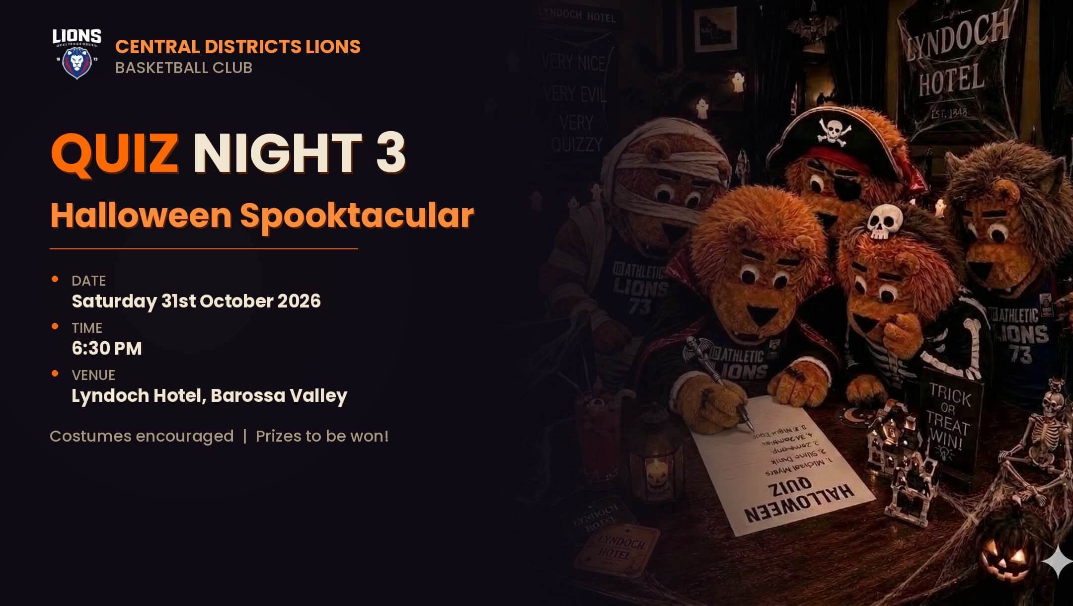 Lions Quiz Night 3: Halloween Spooktacular