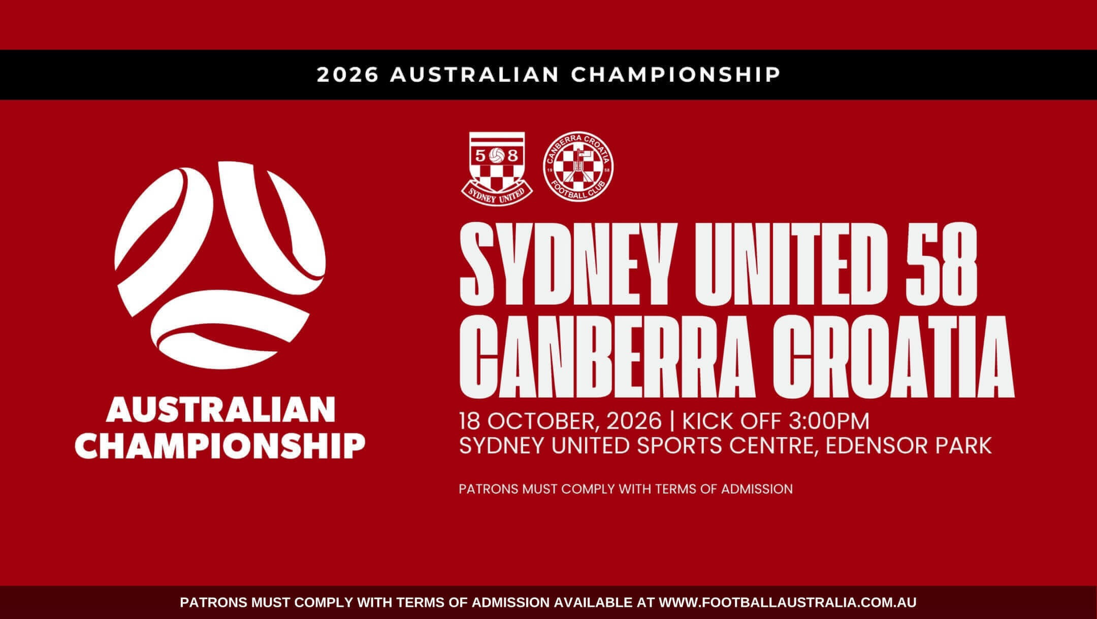 Australian Championship | Sydney United 58 vs Canberra Croatia