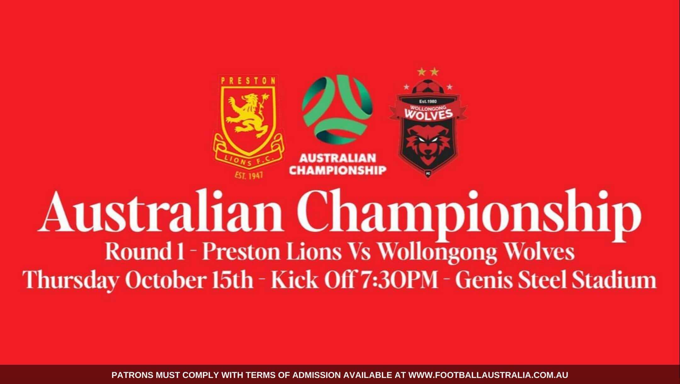 Australian Championship | Preston Lions vs Wollongong Wolves Australian Championship | Preston Lions vs Wollongong Wolves
