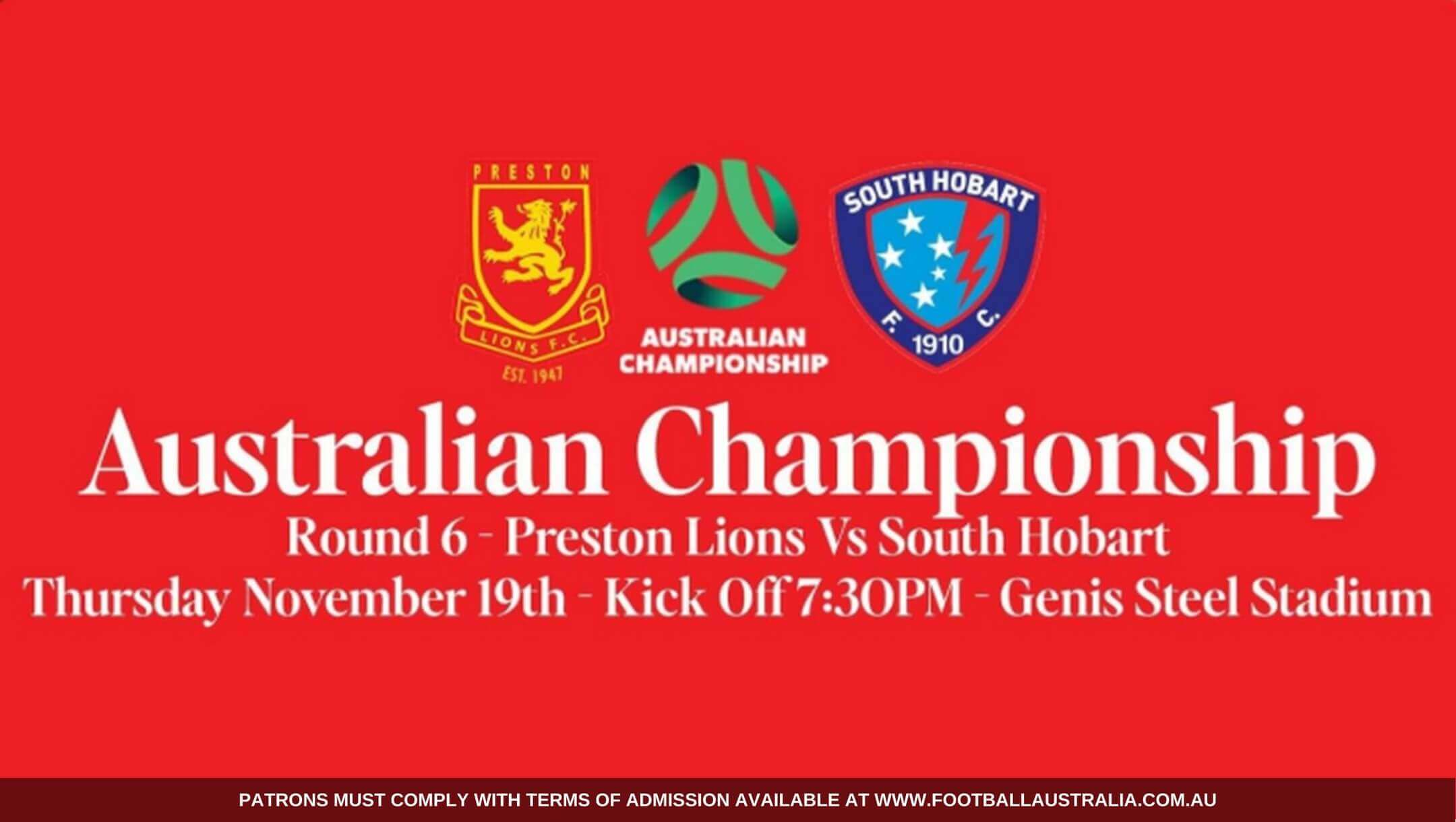 Australian Championship | Preston Lions vs South Hobart
