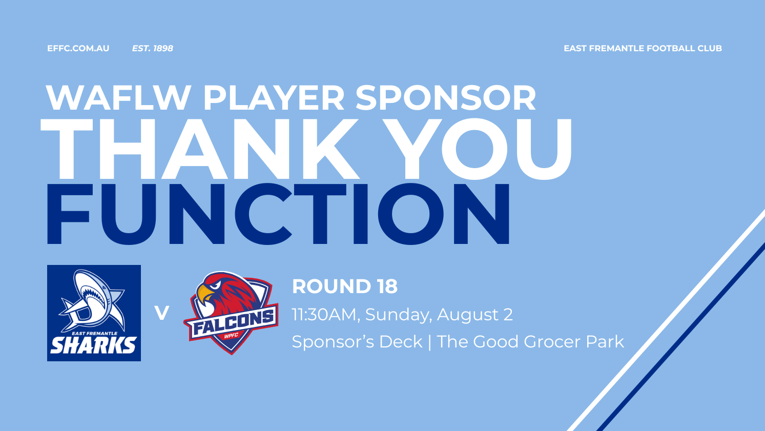 WAFLW Player Sponsor Pre-Game Function: Round 18 vs. West Perth